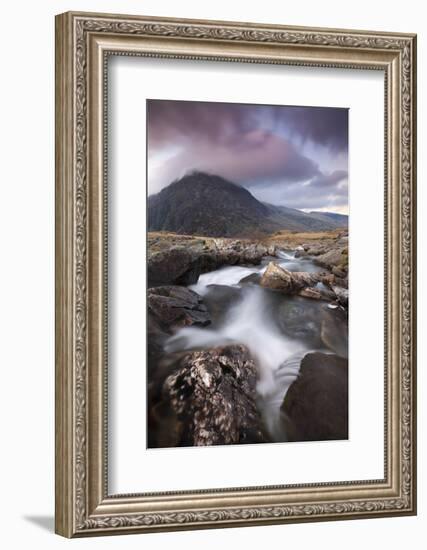 Rocky River in Cwm Idwal Leading to Pen Yr Ole Wen Mountain at Sunset-Adam Burton-Framed Photographic Print