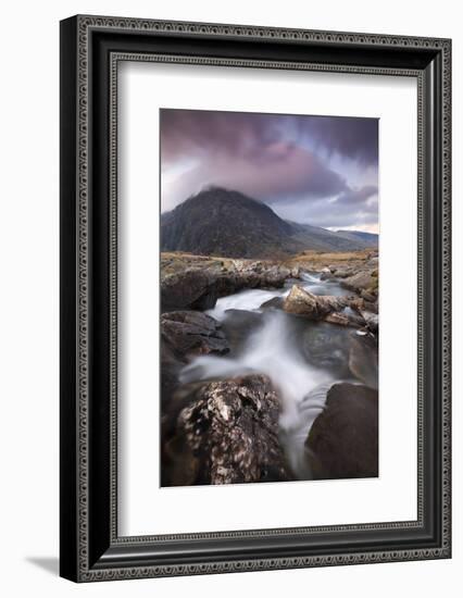 Rocky River in Cwm Idwal Leading to Pen Yr Ole Wen Mountain at Sunset-Adam Burton-Framed Photographic Print