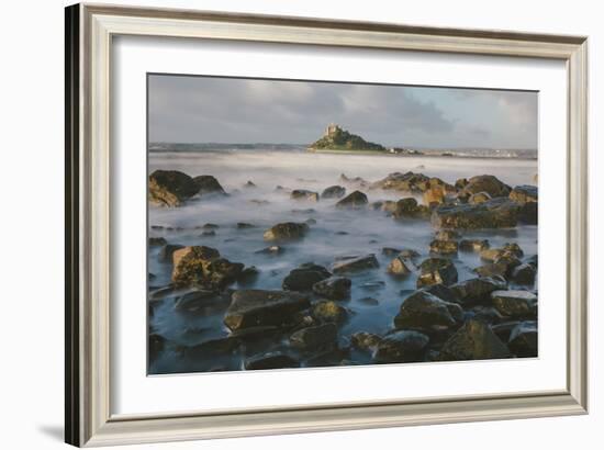 Rocky Shoreline and St. Michaels Mount, Early Morning, Cornwall, England, United Kingdom, Europe-Mark Doherty-Framed Photographic Print