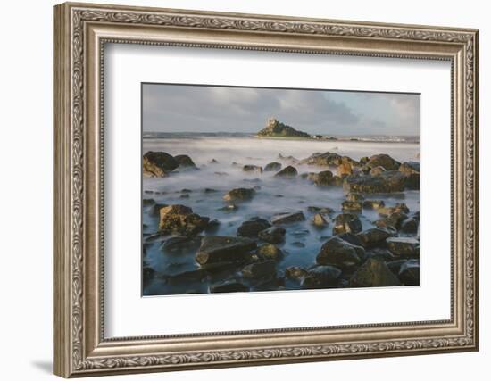 Rocky Shoreline and St. Michaels Mount, Early Morning, Cornwall, England, United Kingdom, Europe-Mark Doherty-Framed Photographic Print