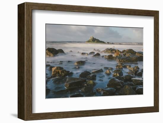 Rocky Shoreline and St. Michaels Mount, Early Morning, Cornwall, England, United Kingdom, Europe-Mark Doherty-Framed Photographic Print