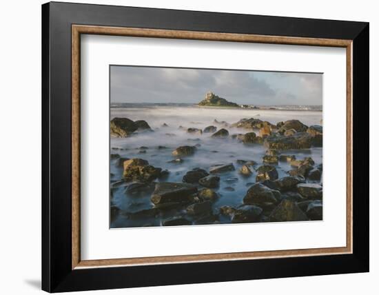 Rocky Shoreline and St. Michaels Mount, Early Morning, Cornwall, England, United Kingdom, Europe-Mark Doherty-Framed Photographic Print