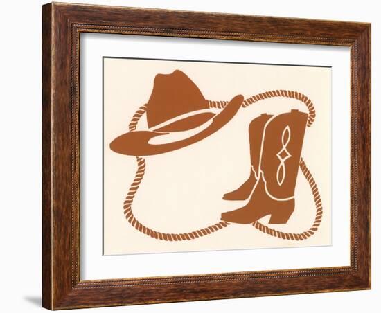 Rodeo, Cowboy Boots, Hat and Rope-Crockett Collection-Framed Giclee Print