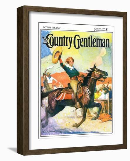 "Rodeo Riders," Country Gentleman Cover, October 1, 1927-Frank Schoonover-Framed Giclee Print