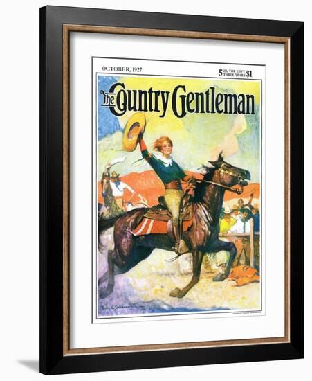 "Rodeo Riders," Country Gentleman Cover, October 1, 1927-Frank Schoonover-Framed Giclee Print