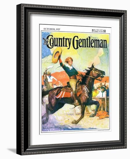 "Rodeo Riders," Country Gentleman Cover, October 1, 1927-Frank Schoonover-Framed Giclee Print