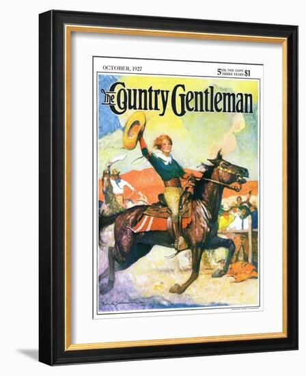 "Rodeo Riders," Country Gentleman Cover, October 1, 1927-Frank Schoonover-Framed Giclee Print