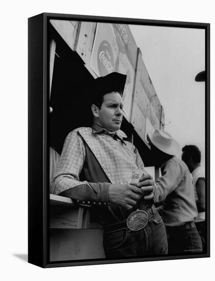 Rodeo Star Casey Tibbs Standing at a Rodeo-Nat Farbman-Framed Premier Image Canvas