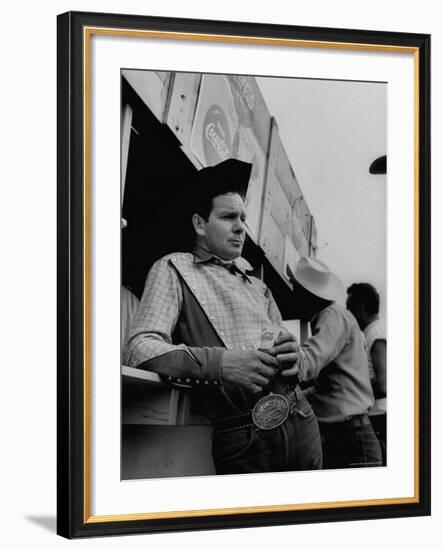 Rodeo Star Casey Tibbs Standing at a Rodeo-Nat Farbman-Framed Premium Photographic Print