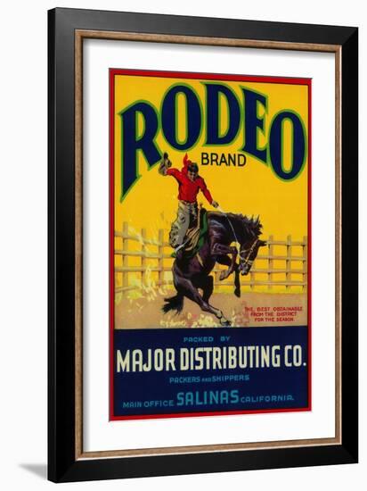 Rodeo Vegetable Label - Salinas, CA-Lantern Press-Framed Art Print
