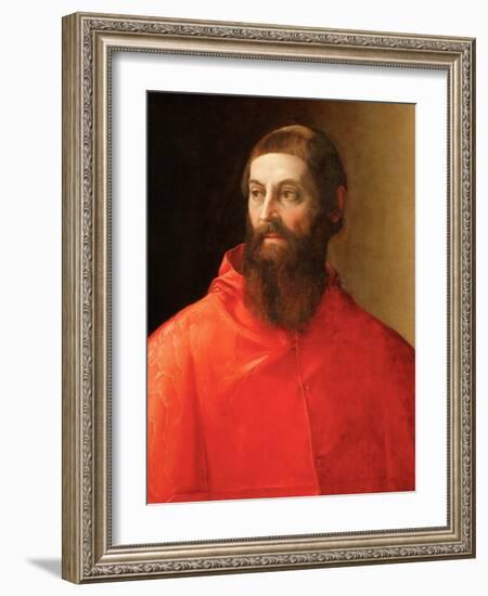 Rodolfo Pio De Carpi (Rodolphe De Carpi) (1500-1564) - Portrait of the Cardinal Rodolfo Pio , by Ro-Francesco de Rossi Salviati-Framed Giclee Print