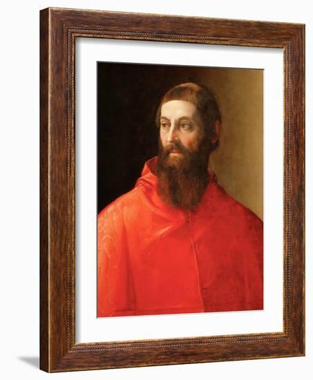 Rodolfo Pio De Carpi (Rodolphe De Carpi) (1500-1564) - Portrait of the Cardinal Rodolfo Pio , by Ro-Francesco de Rossi Salviati-Framed Giclee Print