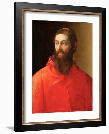 Rodolfo Pio De Carpi (Rodolphe De Carpi) (1500-1564) - Portrait of the Cardinal Rodolfo Pio , by Ro-Francesco de Rossi Salviati-Framed Giclee Print