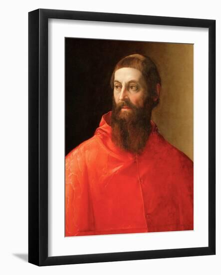 Rodolfo Pio De Carpi (Rodolphe De Carpi) (1500-1564) - Portrait of the Cardinal Rodolfo Pio , by Ro-Francesco de Rossi Salviati-Framed Giclee Print
