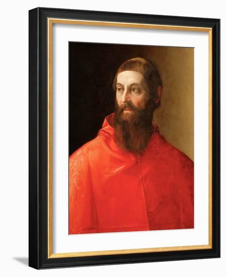 Rodolfo Pio De Carpi (Rodolphe De Carpi) (1500-1564) - Portrait of the Cardinal Rodolfo Pio , by Ro-Francesco de Rossi Salviati-Framed Giclee Print