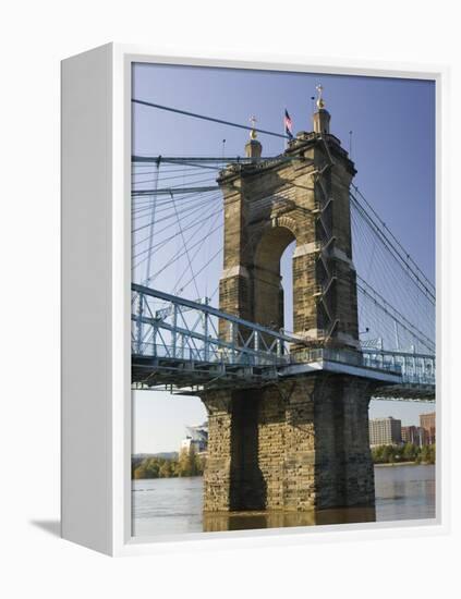 Roebling Suspension Bridge Over the Ohio River, Cincinnati, Ohio-Walter Bibikow-Framed Premier Image Canvas