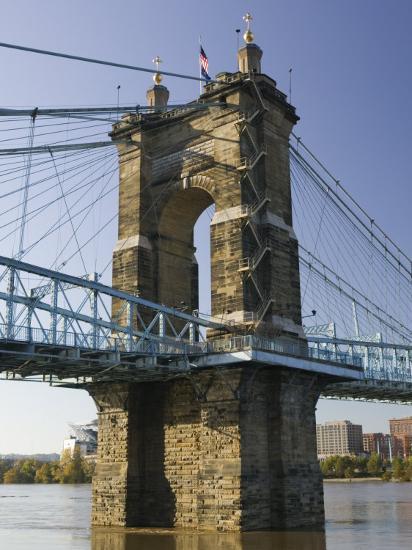 Roebling Suspension Bridge Over The Ohio River Cincinnati Ohio Photographic Print Walter Bibikow Art Com