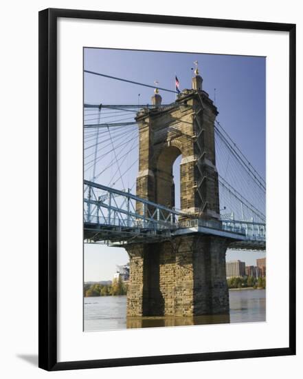 Roebling Suspension Bridge Over the Ohio River, Cincinnati, Ohio-Walter Bibikow-Framed Photographic Print