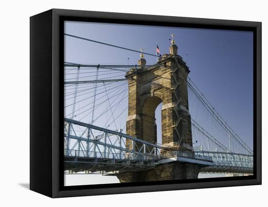 Roebling Suspension Bridge Over the Ohio River, Cincinnati, Ohio-Walter Bibikow-Framed Premier Image Canvas