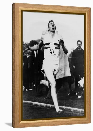 Roger Bannister Achieving the Four-Minute Mile, Oxford, Uk, May 6, 1954-null-Framed Stretched Canvas