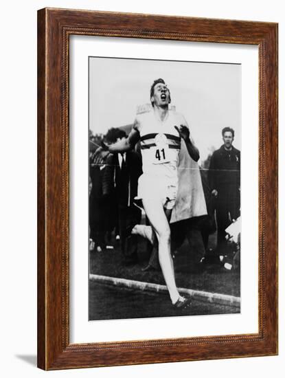 Roger Bannister Achieving the Four-Minute Mile, Oxford, Uk, May 6, 1954-null-Framed Photo