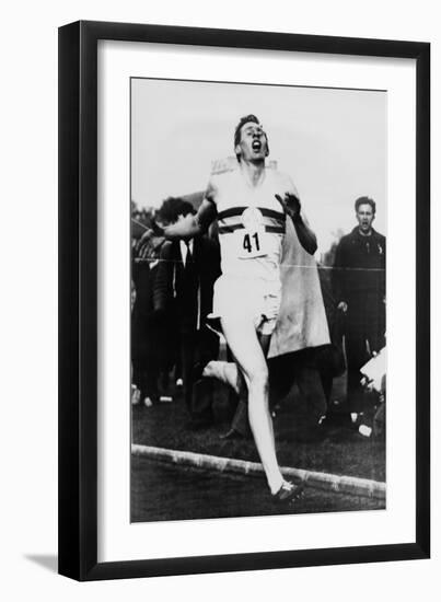 Roger Bannister Achieving the Four-Minute Mile, Oxford, Uk, May 6, 1954-null-Framed Photo