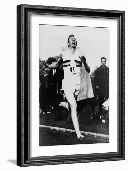 Roger Bannister Achieving the Four-Minute Mile, Oxford, Uk, May 6, 1954-null-Framed Photo