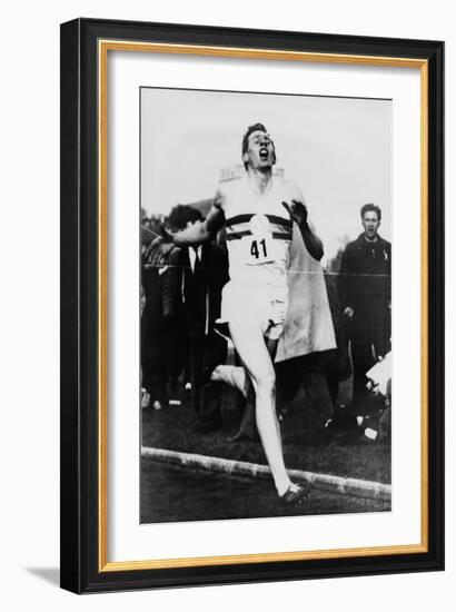 Roger Bannister Achieving the Four-Minute Mile, Oxford, Uk, May 6, 1954-null-Framed Photo
