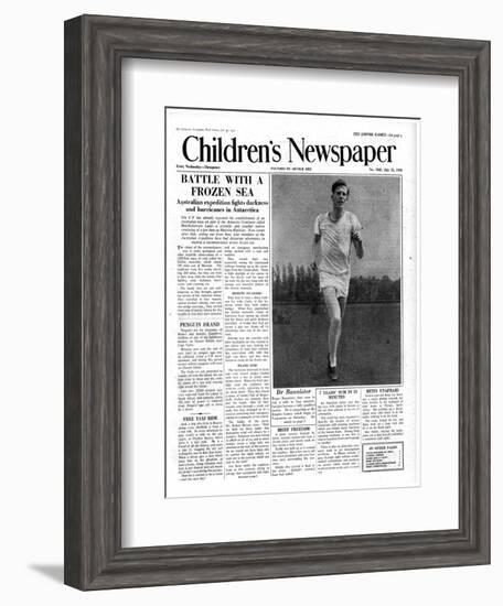 Roger Bannister, Front Page of 'The Children's Newspaper', 1954-English School-Framed Giclee Print