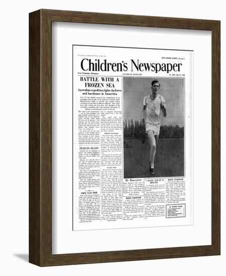 Roger Bannister, Front Page of 'The Children's Newspaper', 1954-English School-Framed Giclee Print