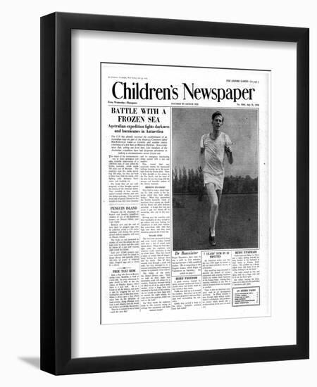 Roger Bannister, Front Page of 'The Children's Newspaper', 1954-English School-Framed Giclee Print