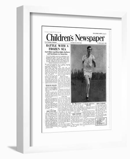 Roger Bannister, Front Page of 'The Children's Newspaper', 1954-English School-Framed Giclee Print