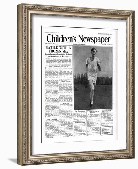 Roger Bannister, Front Page of 'The Children's Newspaper', 1954-English School-Framed Giclee Print