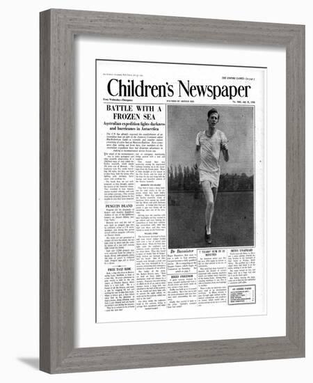 Roger Bannister, Front Page of 'The Children's Newspaper', 1954-English School-Framed Giclee Print