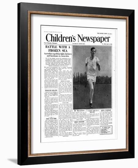 Roger Bannister, Front Page of 'The Children's Newspaper', 1954-English School-Framed Giclee Print