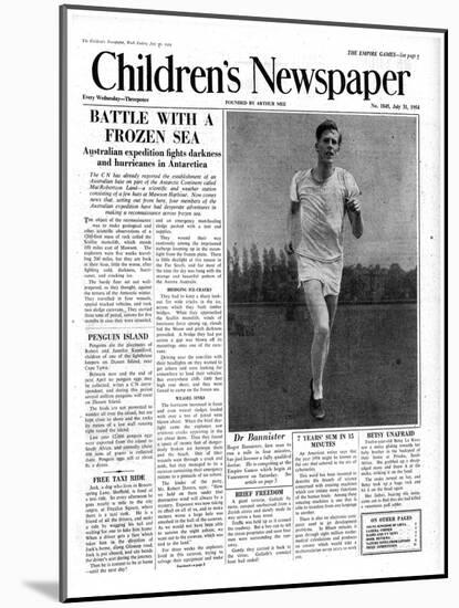 Roger Bannister, Front Page of 'The Children's Newspaper', 1954-English School-Mounted Giclee Print
