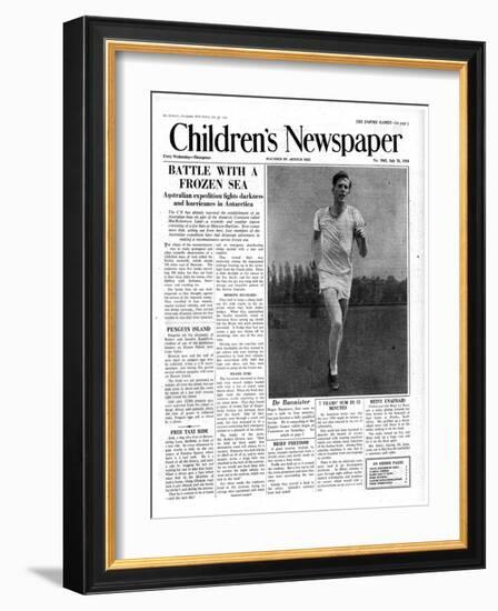 Roger Bannister, Front Page of 'The Children's Newspaper', 1954-English School-Framed Giclee Print