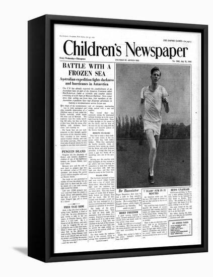 Roger Bannister, Front Page of 'The Children's Newspaper', 1954-English School-Framed Premier Image Canvas