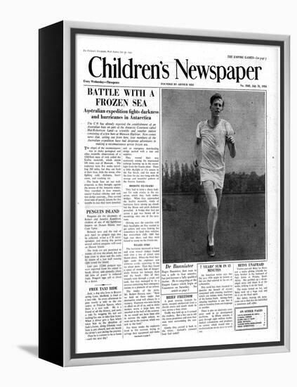 Roger Bannister, Front Page of 'The Children's Newspaper', 1954-English School-Framed Premier Image Canvas