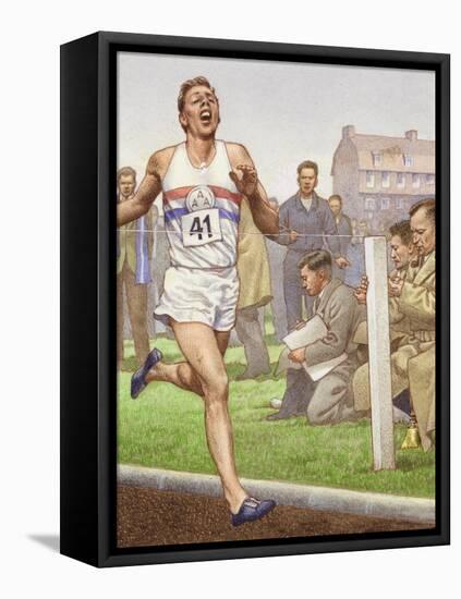 Roger Bannister Running the First Four-Minute Mile-Pat Nicolle-Framed Premier Image Canvas