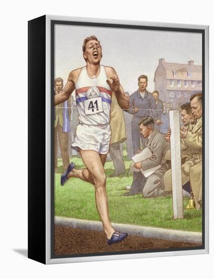 Roger Bannister Running the First Four-Minute Mile-Pat Nicolle-Framed Premier Image Canvas