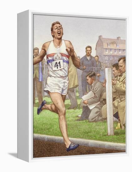 Roger Bannister Running the First Four-Minute Mile-Pat Nicolle-Framed Premier Image Canvas