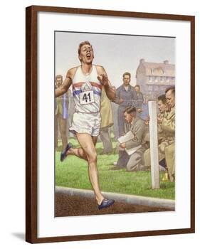 Roger Bannister Running the First Four-Minute Mile-Pat Nicolle-Framed Giclee Print