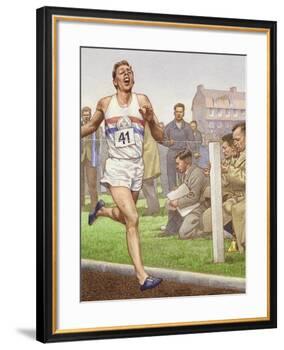 Roger Bannister Running the First Four-Minute Mile-Pat Nicolle-Framed Giclee Print