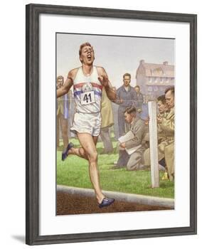 Roger Bannister Running the First Four-Minute Mile-Pat Nicolle-Framed Giclee Print
