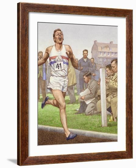 Roger Bannister Running the First Four-Minute Mile-Pat Nicolle-Framed Giclee Print