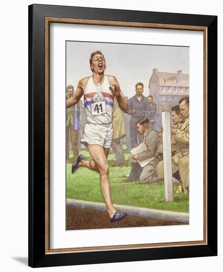 Roger Bannister Running the First Four-Minute Mile-Pat Nicolle-Framed Premium Giclee Print