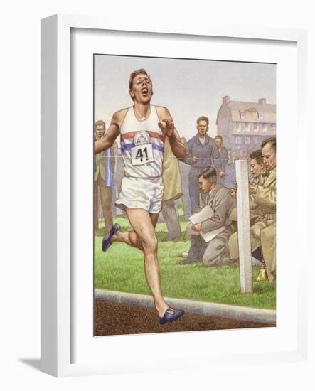 Roger Bannister Running the First Four-Minute Mile-Pat Nicolle-Framed Premium Giclee Print