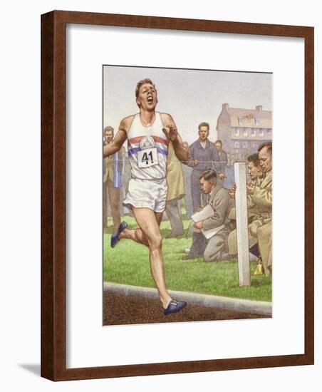 Roger Bannister Running the First Four-Minute Mile-Pat Nicolle-Framed Premium Giclee Print
