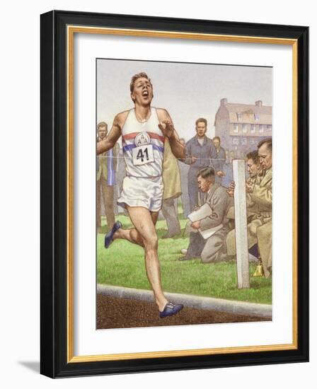 Roger Bannister Running the First Four-Minute Mile-Pat Nicolle-Framed Premium Giclee Print